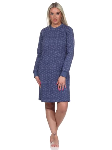 NORMANN Nachthemd langarm Bündchen Sterne - 76146 in blau-melange
