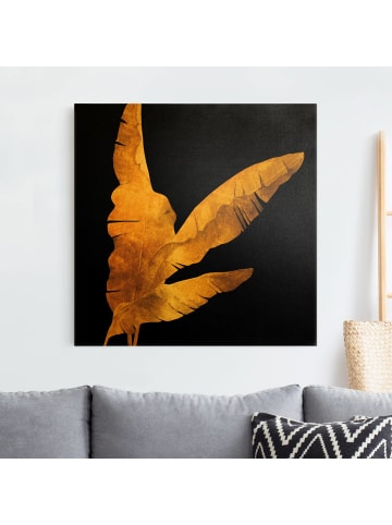 WALLART Leinwandbild Gold - Gold - Bananenpalme auf Schwarz in Gold