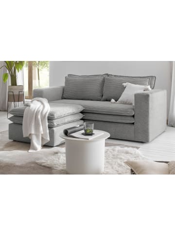 Furn.Design Sofa-Set hellgrau Cord, Couch 2-Sitzer inklusive Hocker