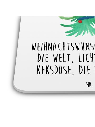 Mr. & Mrs. Panda Untersetzer Pinguin Weihnachtsbaum mit Spruch in Weiß