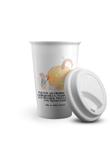 Mr. & Mrs. Panda Thermobecher Kürbis Maus mit Spruch in Weiß