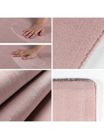KADIMA DESIGN Teppich Kurzflor Uni-Farbe Microfaser Antirutsch Wohnzimmer waschbar in Rosa