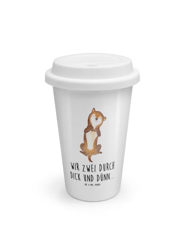 Mr. & Mrs. Panda To Go Becher Hund Streicheln mit Spruch in Weiß