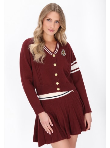 DreiMaster Women Cardigan in wine red offwhite