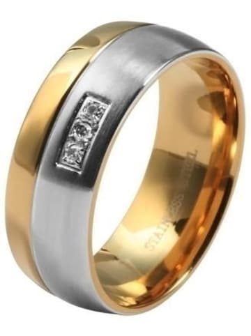 Adeliás Damen Ring aus Edelstahl mit Strass Steinchen in silber