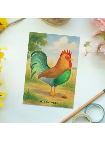 Mr. & Mrs. Panda Postkarte Hahn Korn Design ohne Spruch in Weiß