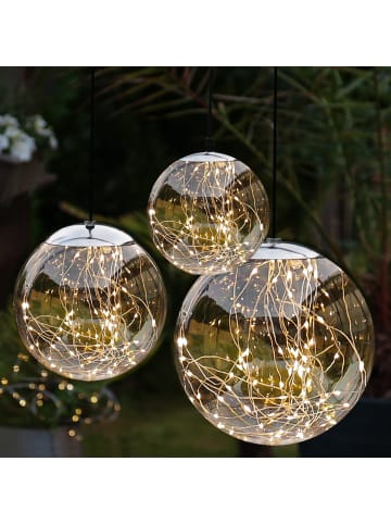 MARELIDA LED Leuchtkugel Lichterkugel Kugelleuchte hängend D: 20cm in transparent