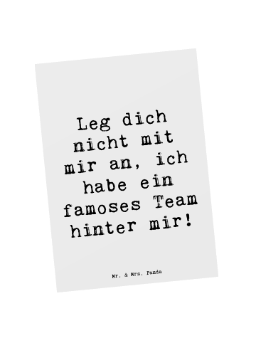 Mr. & Mrs. Panda Postkarte Spruch Im Team zuMenschmenarbeiten mit S... in Weiß