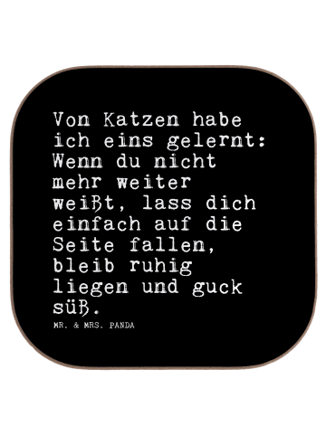 Mr. & Mrs. Panda Holzuntersetzer Von Katzen habe ich... mit Spruch in Schwarz