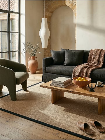 KADIMA DESIGN Jute-Teppich Naturfaser TRENT Geometrisch Boho Wohnzimmer in Braun-Schwarz