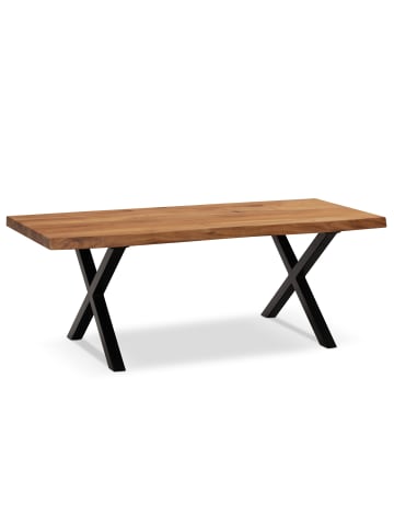 KADIMA DESIGN Couchtisch 120x60x46 cm Massivholz / Metall Baumkante, Design
