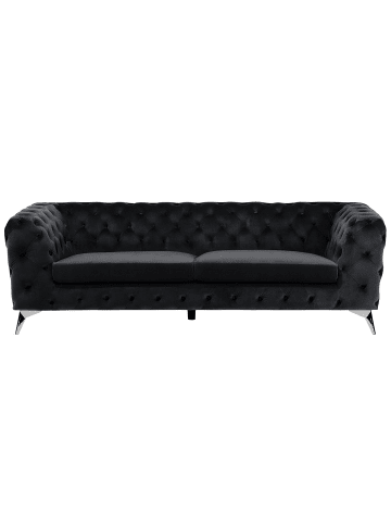 Beliani 3-Sitzer Sofa SOTRA in Schwarz/Silber - (W) 224 x (H) 70 x (L) 85 cm
