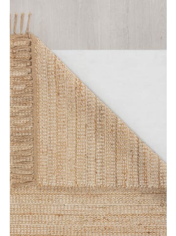 KADIMA DESIGN Stilvoller handgewebter Teppich mit Fransen in Naturtönen