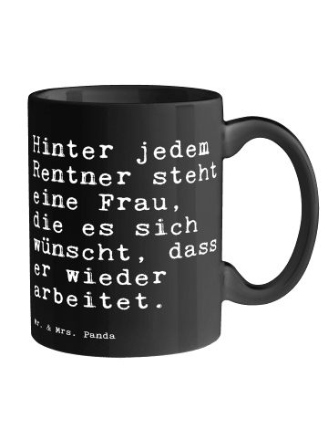 Mr. & Mrs. Panda Teetasse Hinter jedem Rentner steht... mit Spruch in Schwarz
