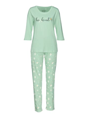 VIVANCE DREAMS Pyjama in jade-gemustert