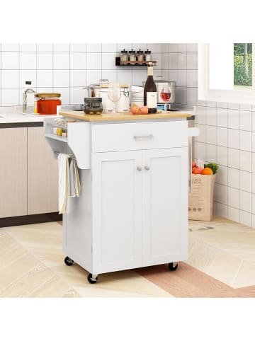 COSTWAY Küchenwagen auf Rollen in Weiß