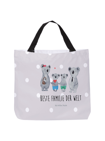 Mr. & Mrs. Panda Schultertasche Koala Familie zwei mit Spruch in Grau Pastell
