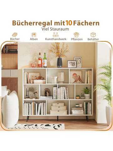 COSTWAY Bücherregal mit Fächern in Weiß