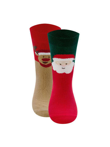 ewers 2er-Set Socken Weihnachtsmann/Rentier in bunt