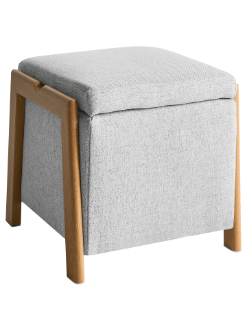Beliani Pouf EDLAND in Grau/Braun - (W) 45 x (H) 44 x (L) 43 cm