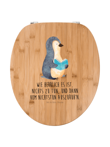Mr. & Mrs. Panda Motiv WC Sitz Pinguin Buch mit Spruch in Braun