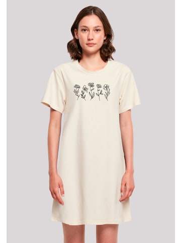 F4NT4STIC T-Shirt Kleid Wildflower Minimalistic Bestickt in Whitesand