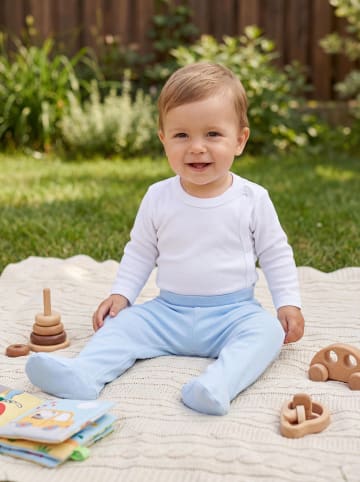 TupTam Baby Jungen Strampelhose mit Fuß 3er Pack in creme/hellblau