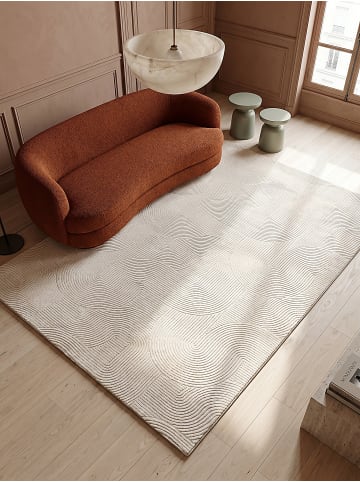 KADIMA DESIGN Teppich Kurzflor Geometrisch rutschhemmend pflegeleicht Wohnzimmer in Creme