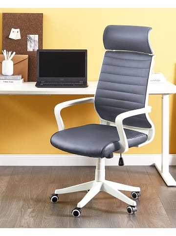 Beliani Bürostuhl LEADER in Grau/Weiß - (W) 63 x (H) 114 x (L) 63 cm