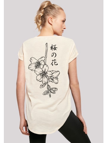 F4NT4STIC Long Cut T-Shirt Japan Flower in Whitesand