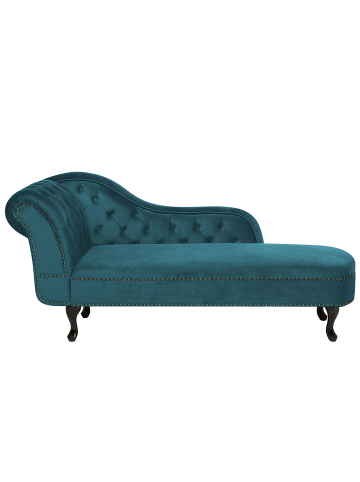 Beliani Chaiselongue NIMES in Blau/Schwarz - (W) 169 x (H) 79 x (L) 65 cm