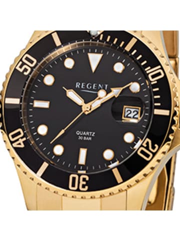 Regent Analog-Armbanduhr Regent Metallarmband gold groß (ca. 40mm)