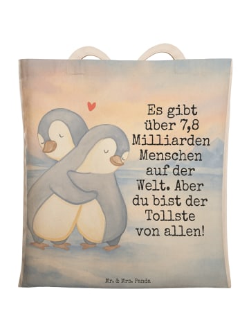 Mr. & Mrs. Panda Einkaufstasche Pinguine Kuscheln Design mit Spruch in Weiß