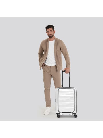 Bergpfeil Travel 4 Rollen Kabinentrolley 55 cm Laptopfach mit Dehnfalte ice white metallic