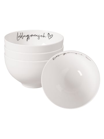 Villeroy & Boch 4er Set Bols Lieblingsmensch Statement in Weiß ø 13,8 cm in weiß