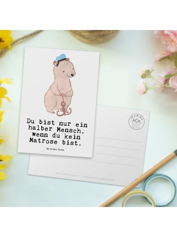Mr. & Mrs. Panda Postkarte Matrose Herz mit Spruch in Weiß