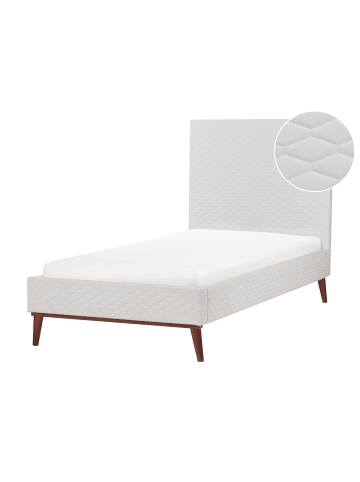 Beliani Einzelbett BAYONNE in Weiß/Braun - (W) 101 x (H) 121 x (L) 212 cm