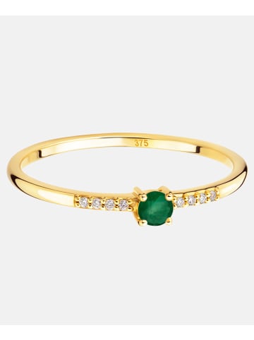Diamant L'éternel Ring aus 375 Gelbgold mit Diamant mit Smaragd