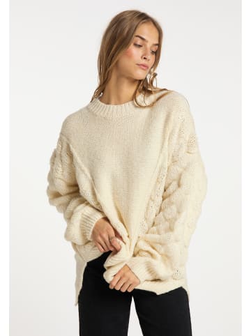 IZIA Oversize-Grobstrickpullover in Wollweiss