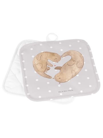 Mr. & Mrs. Panda Topfhandschuhe Otter Herz ohne Spruch in Grau Pastell