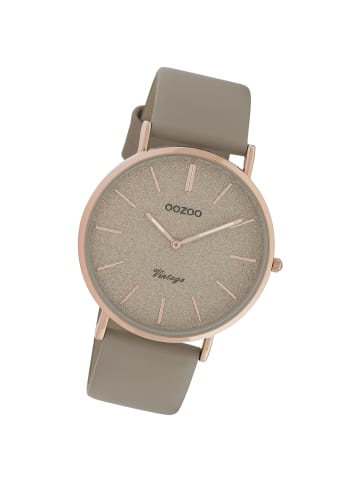 Oozoo Analog-Armbanduhr Oozoo Vintage Series taupe, grau groß (ca. 40mm)