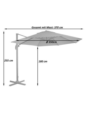 MCW Gastronomie-Ampelschirm A96, Bordeaux ohne Ständer, drehbar