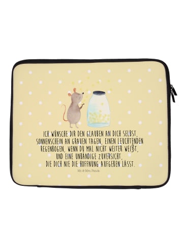 Mr. & Mrs. Panda Laptop Tasche Maus Sterne mit Spruch in Gelb Pastell