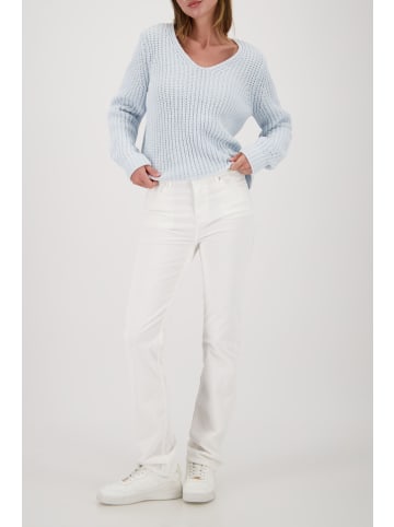monari Pullover mit Perlfangmuster und V-Ausschnitt in Ice Blue
