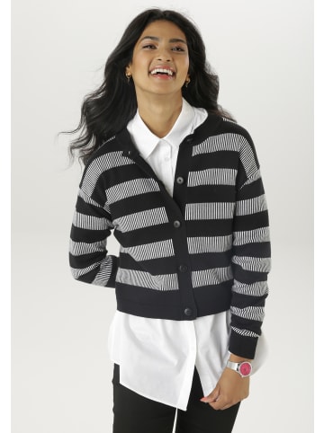 Aniston SELECTED Strickjacke in schwarz-weiß