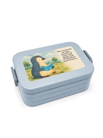 Mr. & Mrs. Panda Meal Prep Box Pinguin Buch Design mit Spruch in Blau Pastell
