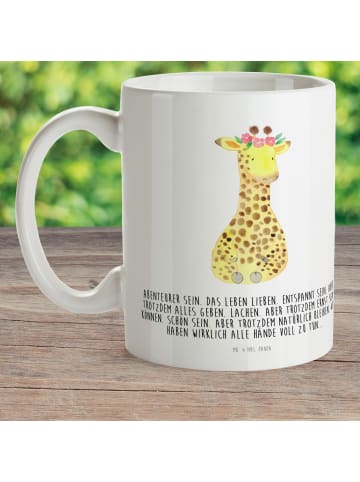 Mr. & Mrs. Panda Reisebecher Giraffe Blumenkranz mit Spruch in Weiß