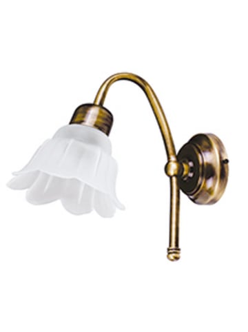 Licht-Erlebnisse Wandlampe (H)19 cm in Messing Antik Weiß