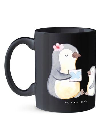 Mr. & Mrs. Panda Keramiktasse Logopädin Helden mit Spruch in Schwarz