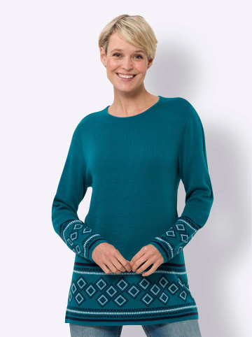 Sieh an! Longpullover in aquapetrol-marine